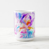 手描きアイリス花フラワーの水彩画 コーヒーマグカップ (中央)