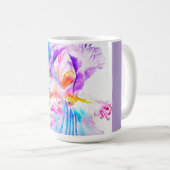 手描きアイリス花フラワーの水彩画 コーヒーマグカップ (正面右)