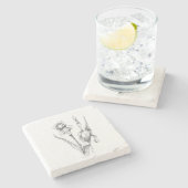 手描きアイリス、ファインアート画像、オリジナルアート ストーンコースター (横)