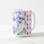 手描きアイリス 花 フラワー ウォーターカラー コーヒーマグカップ (正面右)