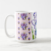 手描きアイリス 花 フラワー ウォーターカラー コーヒーマグカップ (左)