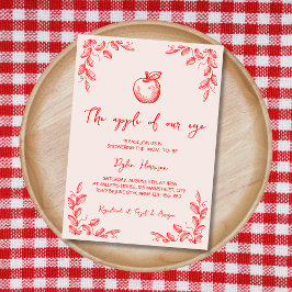 手描きアップルの目の秋赤ちゃんシャワー 招待状