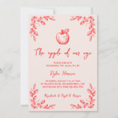 手描きアップルの目の秋赤ちゃんシャワー 招待状 (正面)