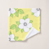 手描きアネモネ花文浴用タオルセット バスタオルセット (ウォッシュタオル)