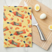 手描きアペロルSpritzカクテルアワー茶タオル キッチンタオル (四つ折り)