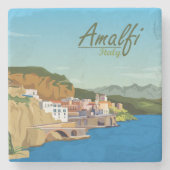 手描きアマルフィItaly景観風景スケッチ ストーンコースター (正面)
