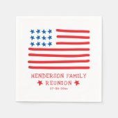 手描きアメリカ国旗 – ファミリー懇親会 スタンダードカクテルナプキン (正面)