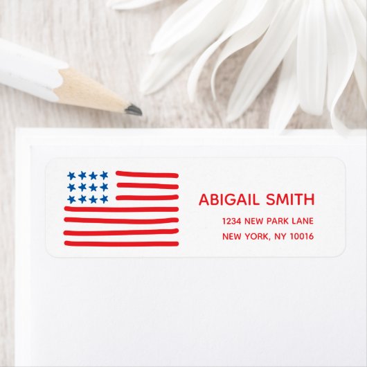 手描きアメリカ国旗 ラベル (インサイチュ)