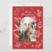 手描きアーチフォトクリスマスカード シーズンカード (正面)