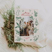 手描きアーチフォトクリスマスカード シーズンカード