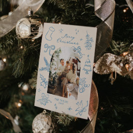 手描きアーチフォトクリスマスカード シーズンカード