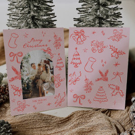 手描きアーチフォトクリスマスカード シーズンカード