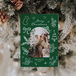 手描きアーチフォトクリスマスカード シーズンカード