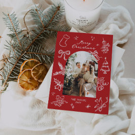 手描きアーチフォトクリスマスカード シーズンカード