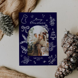 手描きアーチフォトクリスマスカード シーズンカード