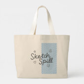 手描きアートトート – エステティックSketchSpillバッグ ラージトートバッグ (裏面)