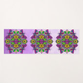 手描きアートドラゴンフライマンダラパープルカラフル ヨガマット (正面(横))