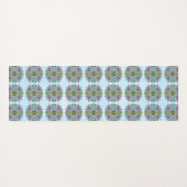 手描きアートバタフライマンダラパープルカラフル ヨガマット (裏面(横))