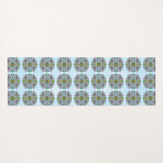 手描きアートバタフライマンダラパープルカラフル ヨガマット (裏面(横))