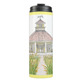 手描きイエロービーチコテージサーマルタンブラー タンブラー