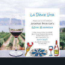 手描きイタリアンシーフードワイン50誕生日