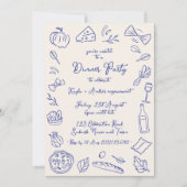 手描きイタリアンテーマのディナーパーティー 招待状 (正面)