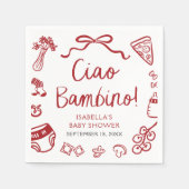 手描きイタリアンピザチャオバンビノベイビーシャワー スタンダードカクテルナプキン (正面)