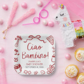 手描きイタリアンピザチャオバンビノベイビーシャワー ペーパープレート (パーティー)