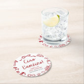 手描きイタリアンピザチャオバンビノベイビーシャワー ラウンドペーパーコースター (インサイチュ)