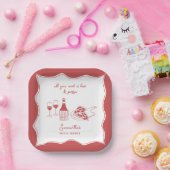 手描きイタリアンピザ ワインブライダルシャワー ペーパープレート (パーティー)