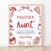手描きイタリアンベビーおしゃぶり狩りベビーシャワー ポスター