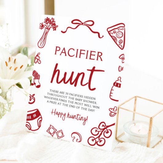 手描きイタリアンベビーおしゃぶり狩りベビーシャワー 台座サイン