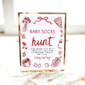 手描きイタリアンベビーソックス狩りベビーシャワー ポスター