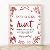 手描きイタリアンベビーソックス狩りベビーシャワー ポスター