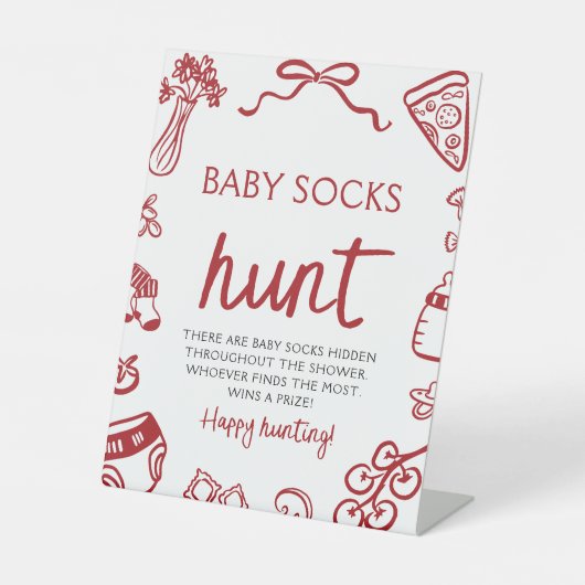 手描きイタリアンベビーソックス狩りベビーシャワー 台座サイン (正面)