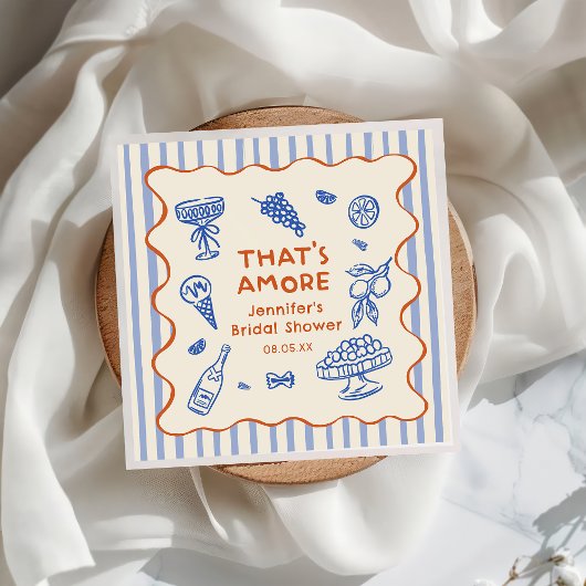 手描きイタリア風ブライダルシャワー That's Amore スタンダードカクテルナプキン