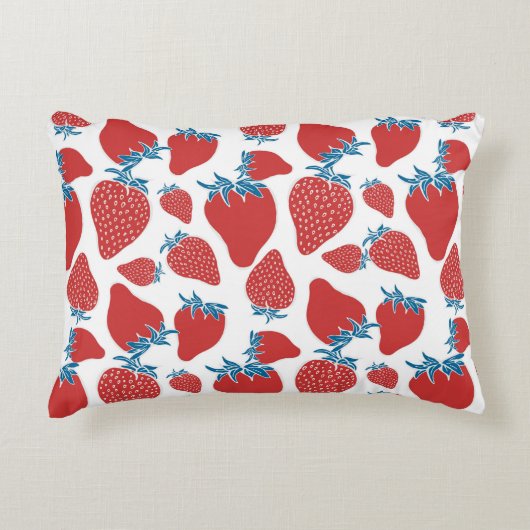 手描きイチゴの継ぎ目の無い柄。バックグラウンド アクセントクッション (正面)