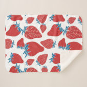 手描きイチゴの継ぎ目の無い柄。バックグラウンド シェルパブランケット (正面(横))