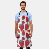手描きイチゴヴィンテージ模様 エプロン (着用した状態)