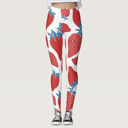 手描きイチゴヴィンテージ模様 レギンス (正面)
