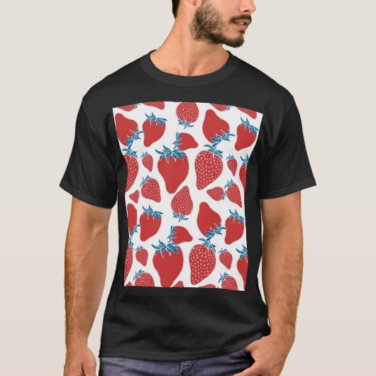 手描きイチゴヴィンテージ模様 Tシャツ (正面)