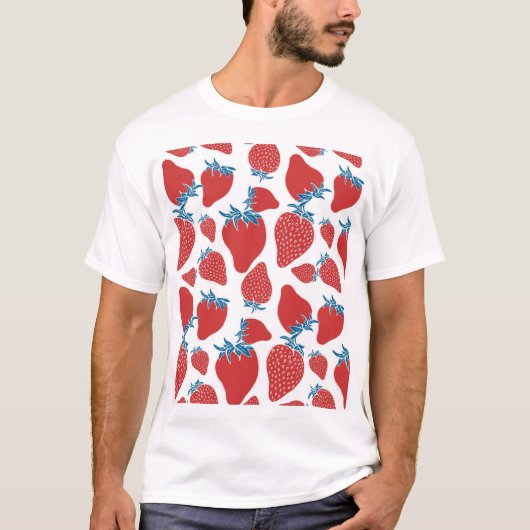 手描きイチゴヴィンテージ模様 Tシャツ (正面)