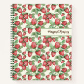 手描きイチゴ模様パーソナライズされたアイボリー ノートブック (正面)