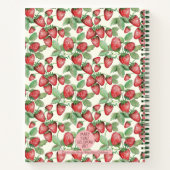 手描きイチゴ模様パーソナライズされたアイボリー ノートブック (裏面)