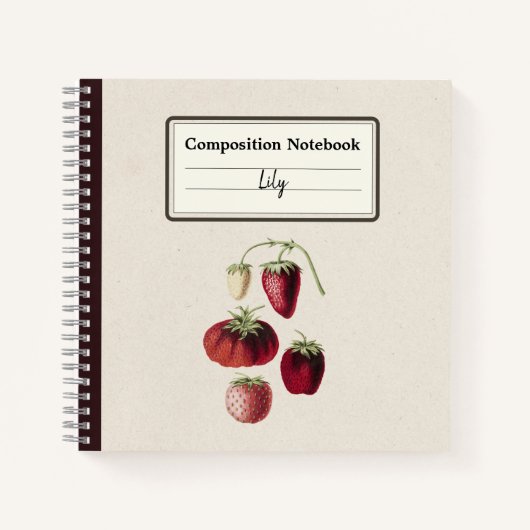 手描きイチゴ組成パーソナライズされた物 ノートブック (正面)