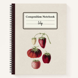 手描きイチゴ組成パーソナライズされた物 ノートブック