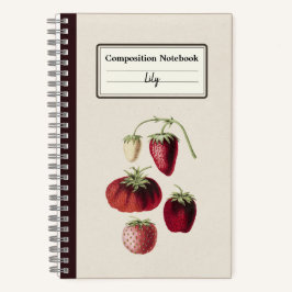手描きイチゴ組成パーソナライズされた物 ノートブック