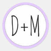 手描きイニシャルタイポグラフィラベ結婚ンダー ラウンドシール (正面)