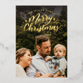 手描きイラストのクリスマス写真カード 箔シーズンカード (正面)