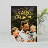 手描きイラストのクリスマス写真カード 箔シーズンカード (立ち正面)